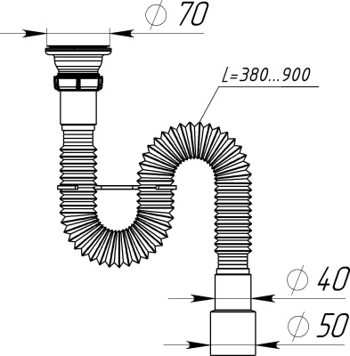 Гофросифон Aquant Standart, белый F103-60-MR