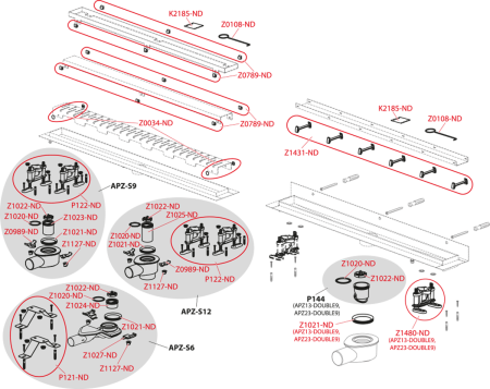 Водоотводящий желоб с двойной решеткой Alcaplast APZ13-DOUBLE9-750