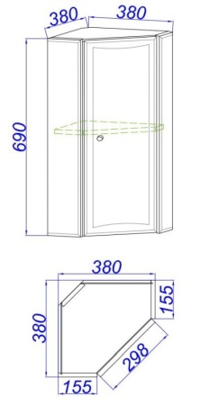 Шкафчик навесной угловой AQWELLA Барселона В36 Ba.04.36, белый