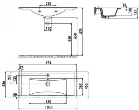 Тумба подвесная Laparet POLARIS 100 с умывальником Creavit Su 100 дуб Рока/белый матовый (LP-WCAB-100-222-11+SU100-00CB00E-0000)