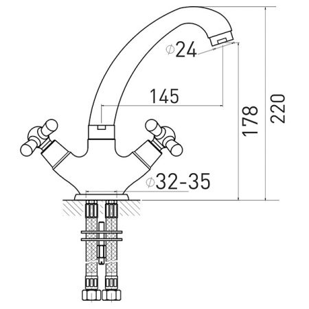 Смеситель для кухни Gross Aqua Retro 6015083С-A03