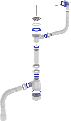 Сифон для кухни Aquant Standart, белый B0165-25-MR