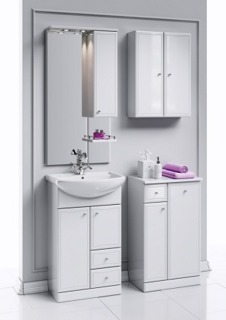 Панель с зеркалом c шкафчиком и подсветкой AQWELLA Барселона Л55 Ba.02.55 55см