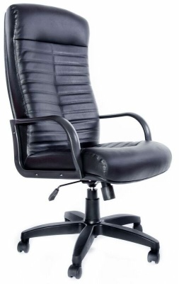 Кресло Евростиль Консул стандарт кожа люкс черный. Распродажа