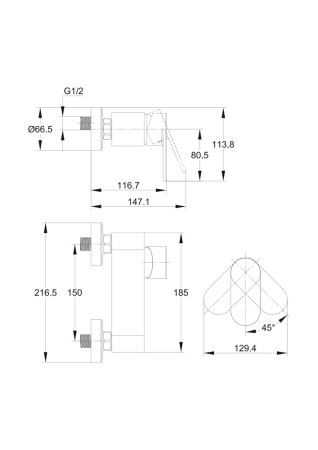 Смеситель для душа однорычажный Cersanit Elio 63046