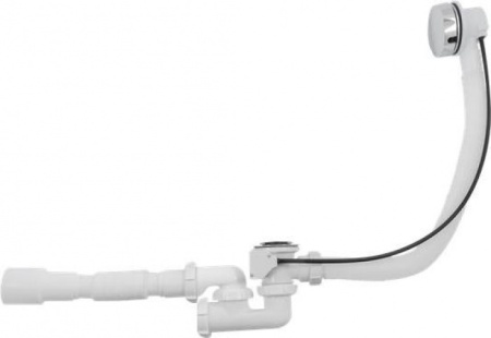 Сифон для ванны регулируемый с переливом полуавтомат Aquant Standart, белый V312-18-MR