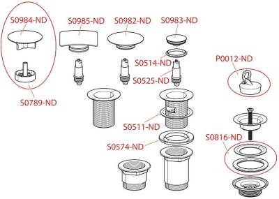 Водослив для умывальника click/clack 5/4" цельнометаллический с малой заглушкой AlcaPlast A391-BL-01