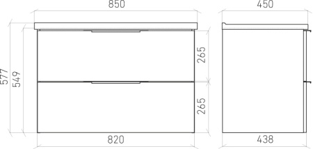 Тумба подвесная Laparet Focus 85 с умывальником Cerastyle Arte 85, белый глянец (LF-WCAB-85A-01+VB048N52U00)