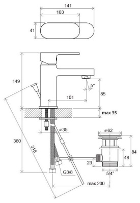 Смеситель для умывальника с донным клапаном Ravak CR 011.00