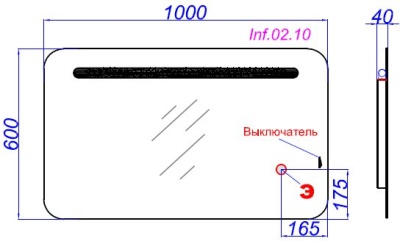 Панель с зеркалом с подсветкой AQWELLA Инфинити Л10 Inf.02.10 100см