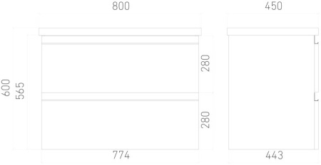 Тумба подвесная Laparet ELECTRA 80 с умывальником Creavit Ideal 80 белый глянец (LE-WCAB-80-01+ID080-00CB00E-0000)