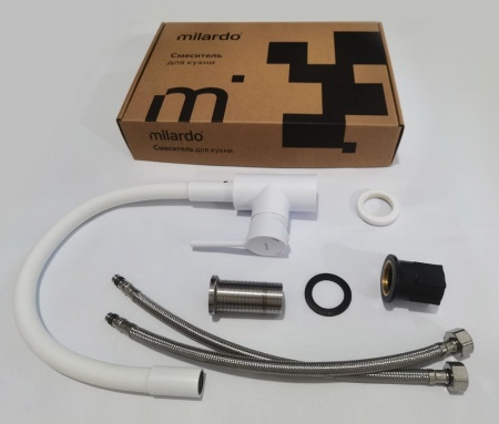 Смеситель для кухни гибкий Milardo Meal, белый M01WT0FM05