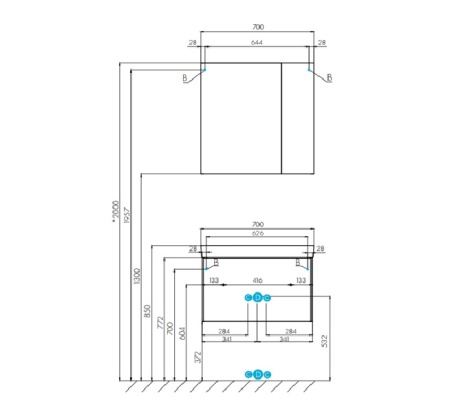 Зеркальный шкаф Акватон Асти 70 1A263402AX010