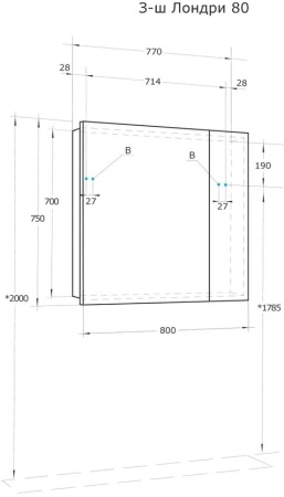 Зеркальный шкаф Акватон Лондри 80, белый 1A267202LH010
