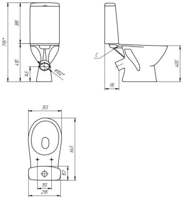 Унитаз напольный Cersanit Flavis 031 3/6 DPL EO slim