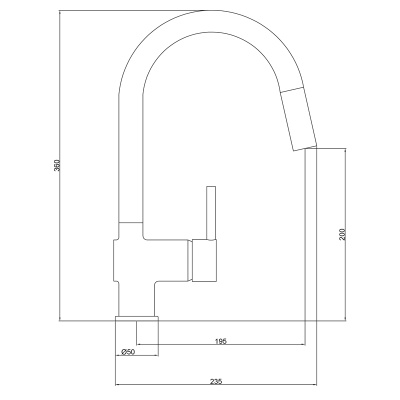 Смеситель для кухни высокий с вытяжным изливом Gross Aqua Extra 3140609C