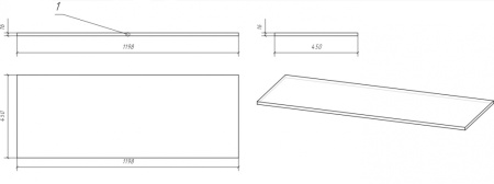 Столешница Cersanit MODUO 120, дуб BL-MOD120