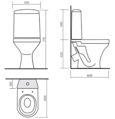 Унитаз-компакт напольный Sanita Аттика эконом ATCSACC01090113, белый
