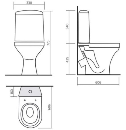 Унитаз-компакт напольный Sanita Аттика эконом ATCSACC01090113, белый