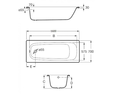 Стальная ванна с ножками Roca Contesa 160x70 A235960000