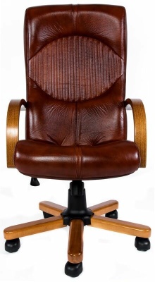 Кресло Евростиль Гермес экстра кожа люкс коньяк темный-орех Мадрас 2012. Акция