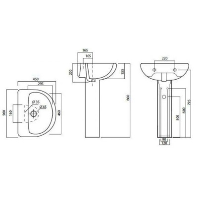 Умывальник AM.PM Joy C854221WH 56 см