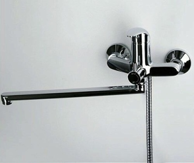 Isen 2602L Смеситель для ванны с длинным изливом WasserKRAFT (в компл. шланг и лейка 1-функц)