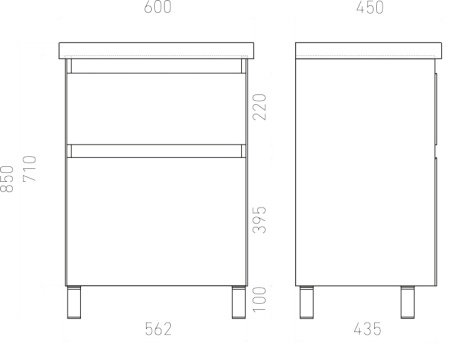 Тумба напольная Laparet Vitrum 60 с умывальником Cerastyle Elite 60 белый матовый (LV-WFCAB-60-11+VB032H82U00)