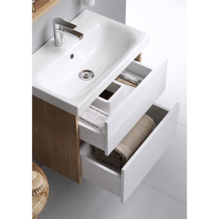 Тумба подвесная Aqwella Сити 60 с умывальником Moduo Slim 60 дуб балтийский SI0106DB