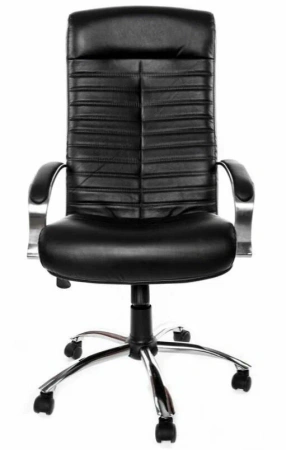 Кресло Евростиль Консул стандарт на хром. крестовине (черный, кожа)