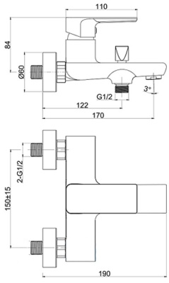 Смеситель для ванной Cersanit SUARO однорычажный