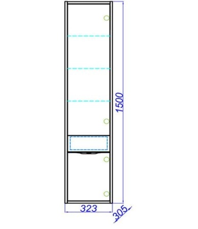 Шкаф-пенал подвесной, левый AQWELLA Malaga П3/L/CD Mal.05.03/L/CD, коричнево-серый
