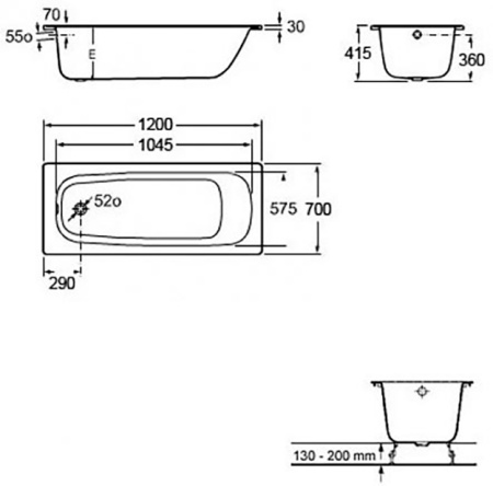 Стальная ванна с ножками Roca Contesa 120x70 A212106001