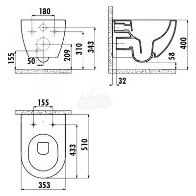Унитаз подвесной Creavit Free безободковый FE322-34CB00E-0002 с сиденьем Унитаз подвесной Creavit Free безободковый FE322-34CB00E-0002 с сиденьем
