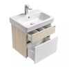 Тумба под умывальник подвесная Акватон Верди 60 с умывальником Нео 60, белый/ясень фабрик