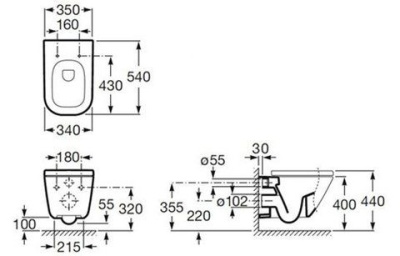 Унитаз подвесной Roca The Gap с сиденьем