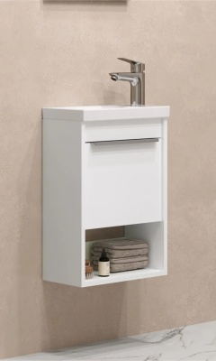 Тумба Акватон Хоуп 40 с умывальником Миранда 40, белый матовый 1A2871K0HP2B0