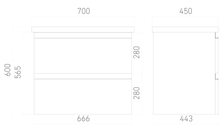 Тумба подвесная Laparet ELECTRA 70 с умывальником Creavit Ideal 70 хромикс серебро (LE-WCAB-70-123+ID070-00CB00E-0000)