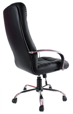 Кресло Евростиль Атлант ХН (черный, кожа люкс, хром)