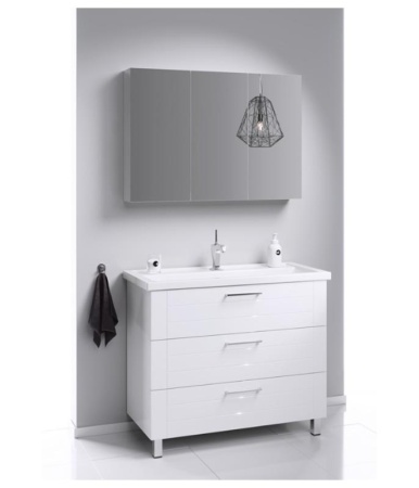 Тумба под умывальник на ножках Aqwella Манчестер с умывальником Фостер 1000, белый MAN01103+4640021065204