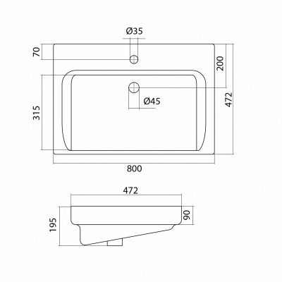 Тумба IDEA Куба 80 с умывальником Тигода 80