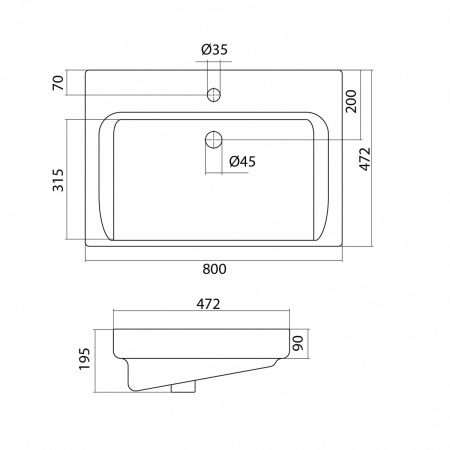 Тумба IDEA Куба 80 с умывальником Тигода 80