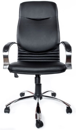 Кресло Евростиль Нова хром кожа люкс черный. Акция