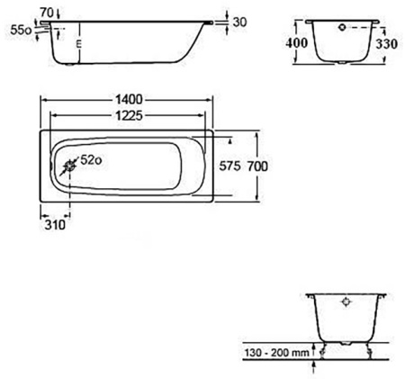Стальная ванна с ножками Roca Contesa 140x70 A236160000