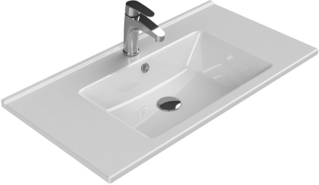 Тумба подвесная Laparet Focus 85 с умывальником Cerastyle Arte 85, белый глянец (LF-WCAB-85A-01+VB048N52U00)