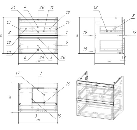 Тумба под раковину для устройства под столешницу подвесная Cersanit MODUO 60, белый SZ-MOD60-BL/Wh