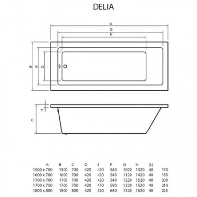 Ванна акриловая с ножками Bonito Home Delia 1800X800. Образец. Есть дефект