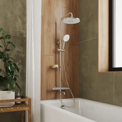 Смеситель термостатический для ванны со стойкой и троп.лейкой Milardo Ideal Spa, хром ILSSBTHM06. Акция Образец