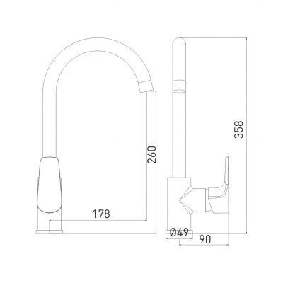 Смеситель для кухни высокий Gross Aqua Evo, черный 3118297MB-В02