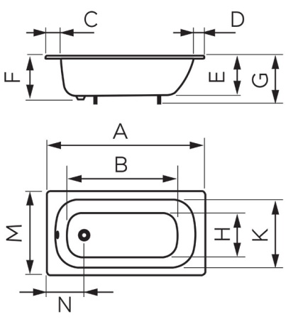 Ванна стальная Ferro 160х70 эмалированная белая с ножками